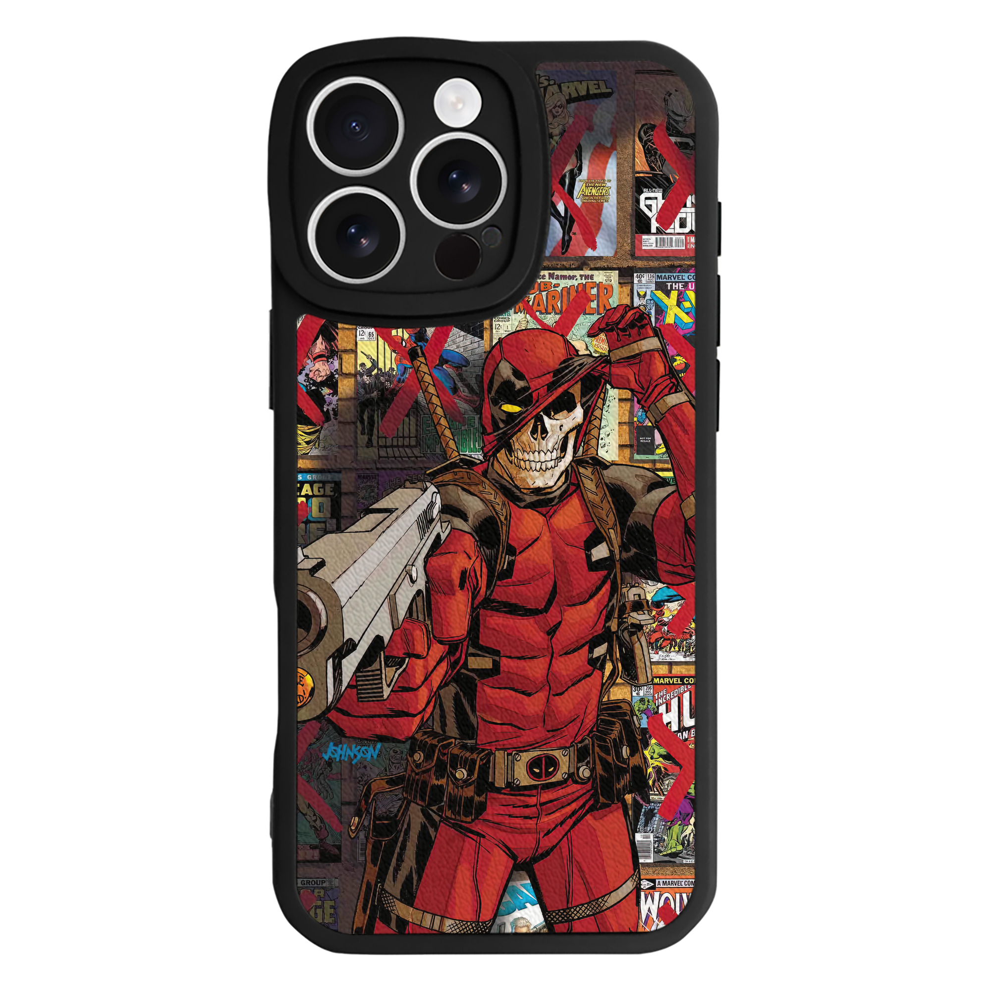 （画像用） Deadpool デッドプール 【iPhone 16シリーズ対応】シリコンスマホケース（レザー調） 材質：シリコン